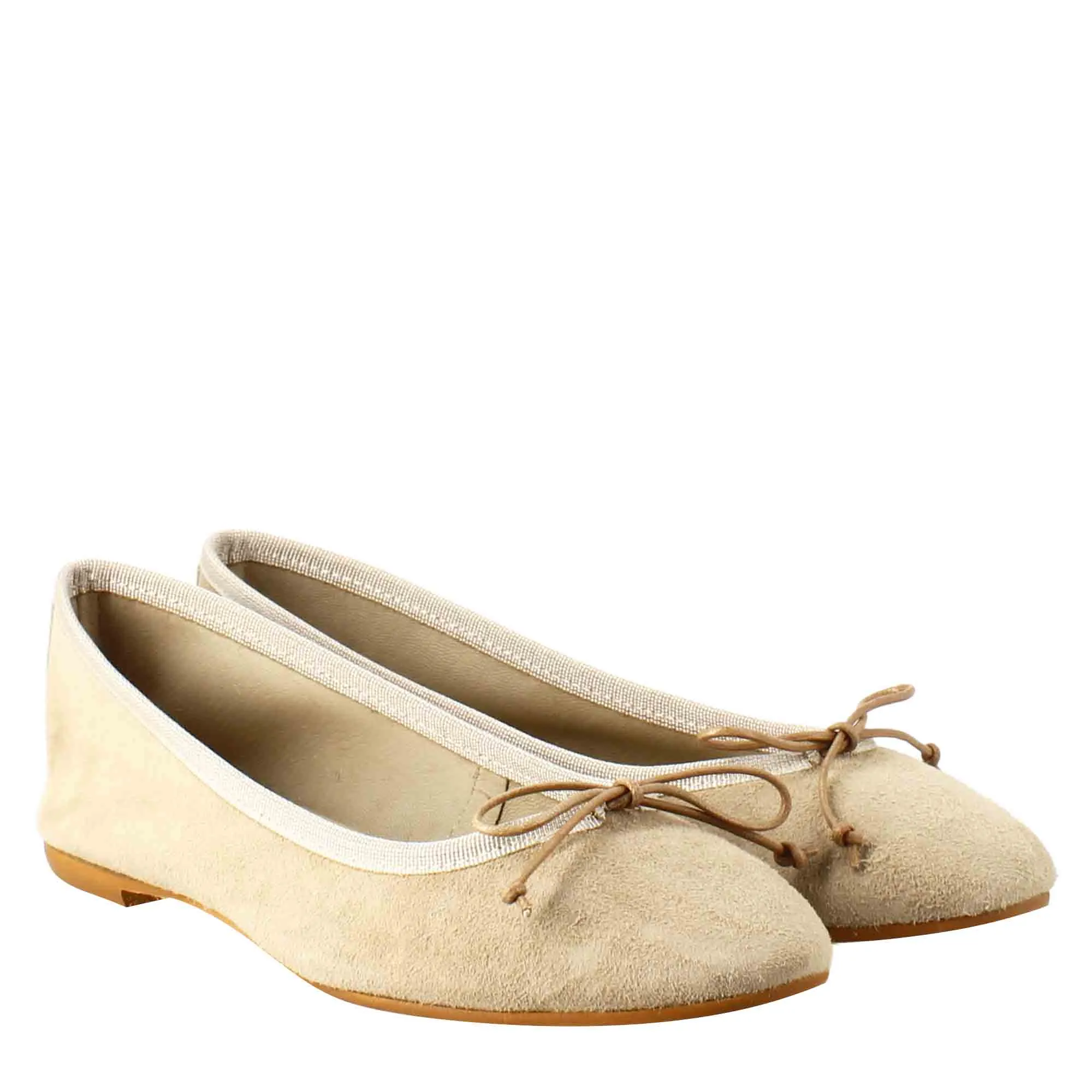 Ballerine leggere da donna color taupe in camoscio sfoderate