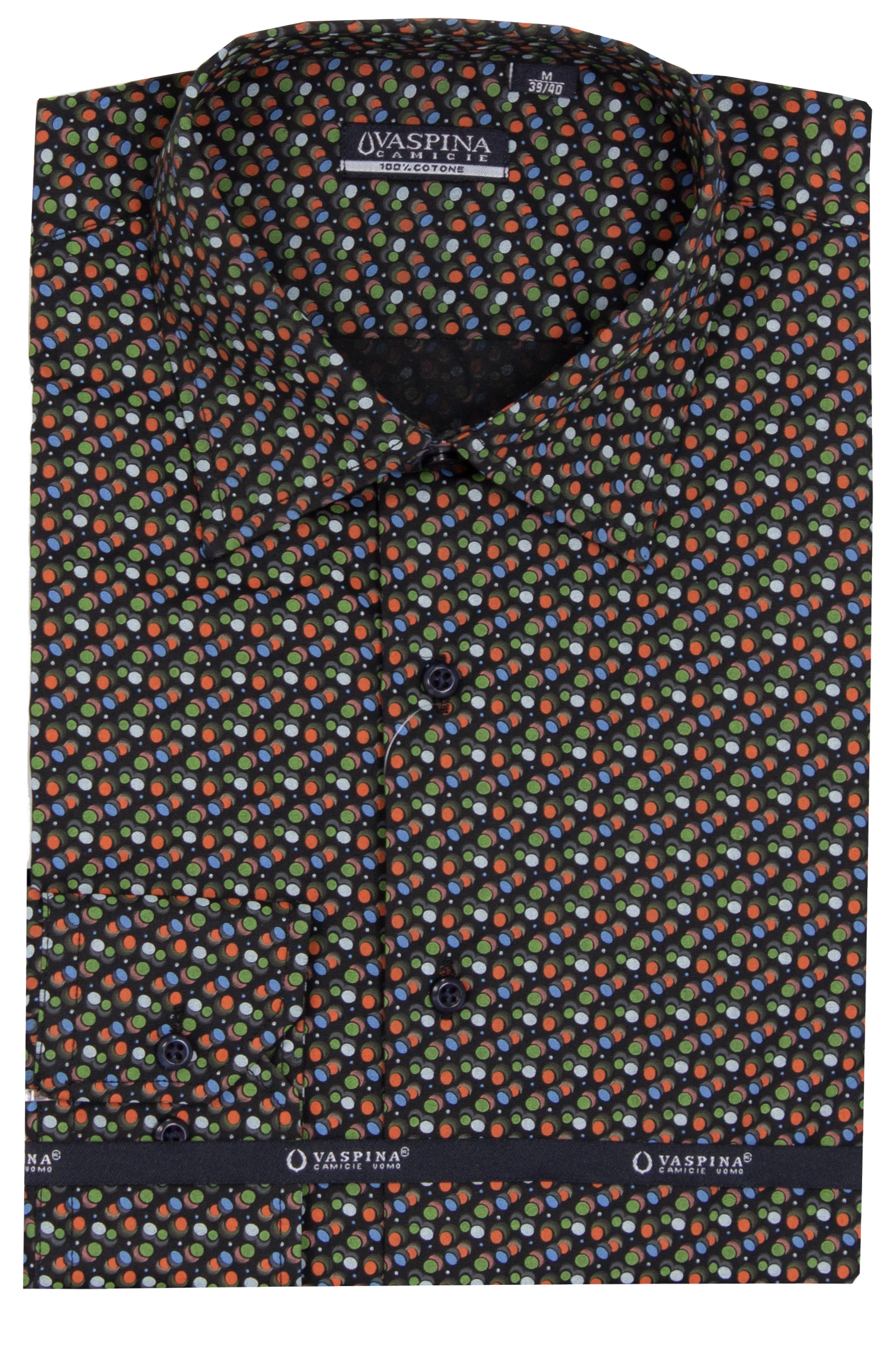 Camicia regular fit in puro cotone microfantasia