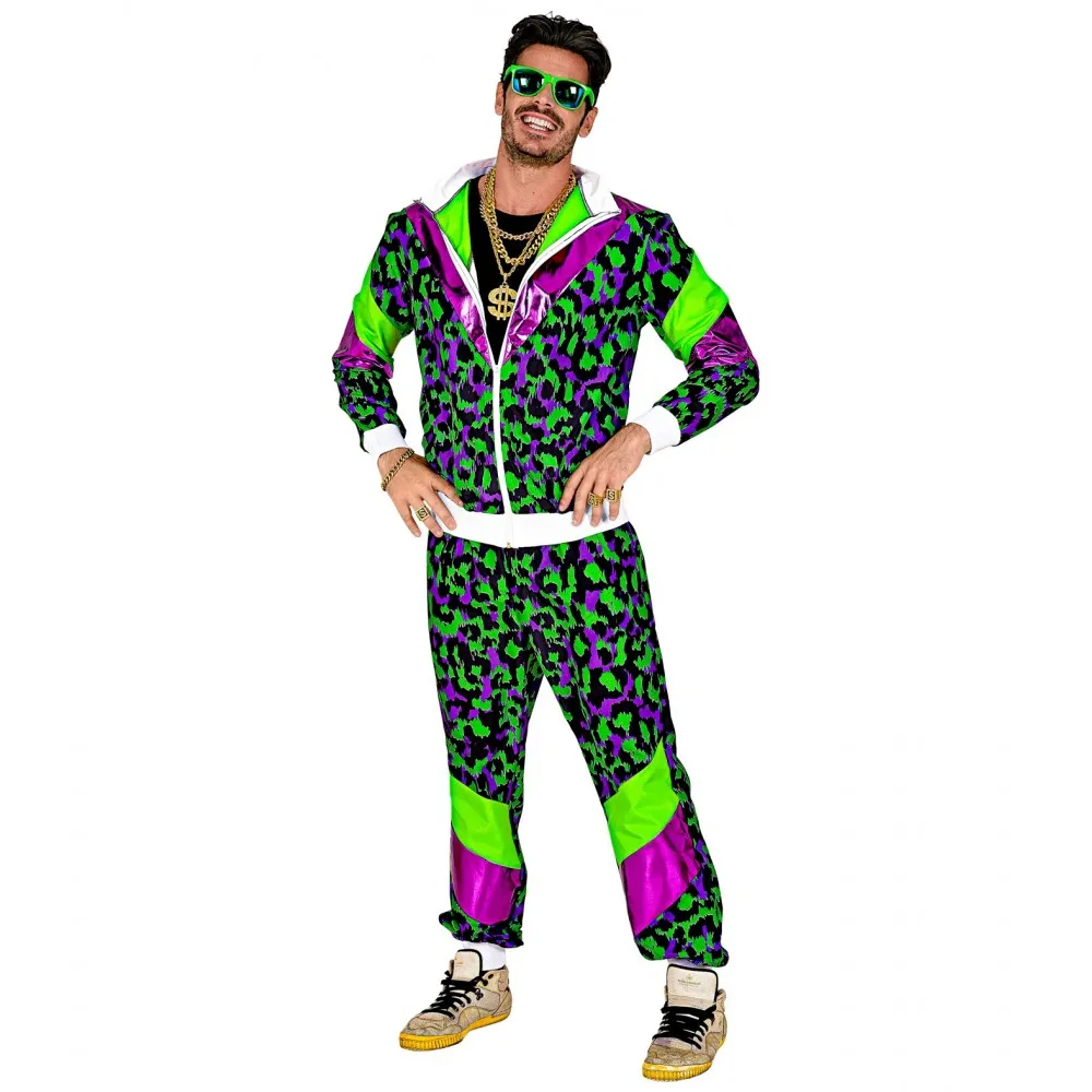 Costume Tuta Anni 80 Party Animal Fluorescente Unisex per Feste a TemaTaglia L, Adulto